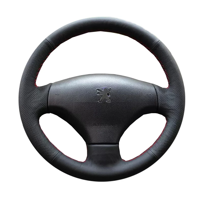 DIY Black Artificial Leather Hand-stitched Car Steering Wheel Cover For Citroen C2 Peugeot 207 Citroen Peugeot 206 2007-2009