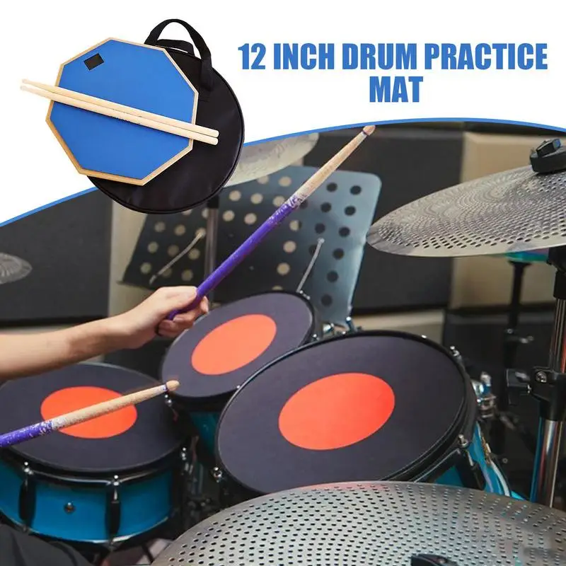 Pratica Drum Pad 12 pollici Drumming Pad con bacchette 3 pezzi Set di cuscinetti per tamburo Pad per tamburo antiurto antiscivolo leggero