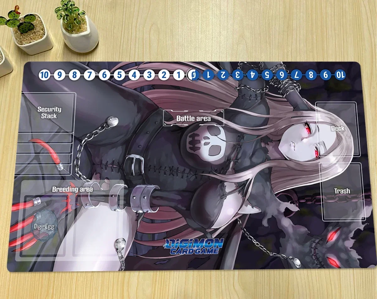 Digimon Playmat Lady Devimon Board Game Mat TCG CCG Trading Card Game Mat Anime Mouse Pad Rubber Gaming Pad Free Bag 600x350x2mm