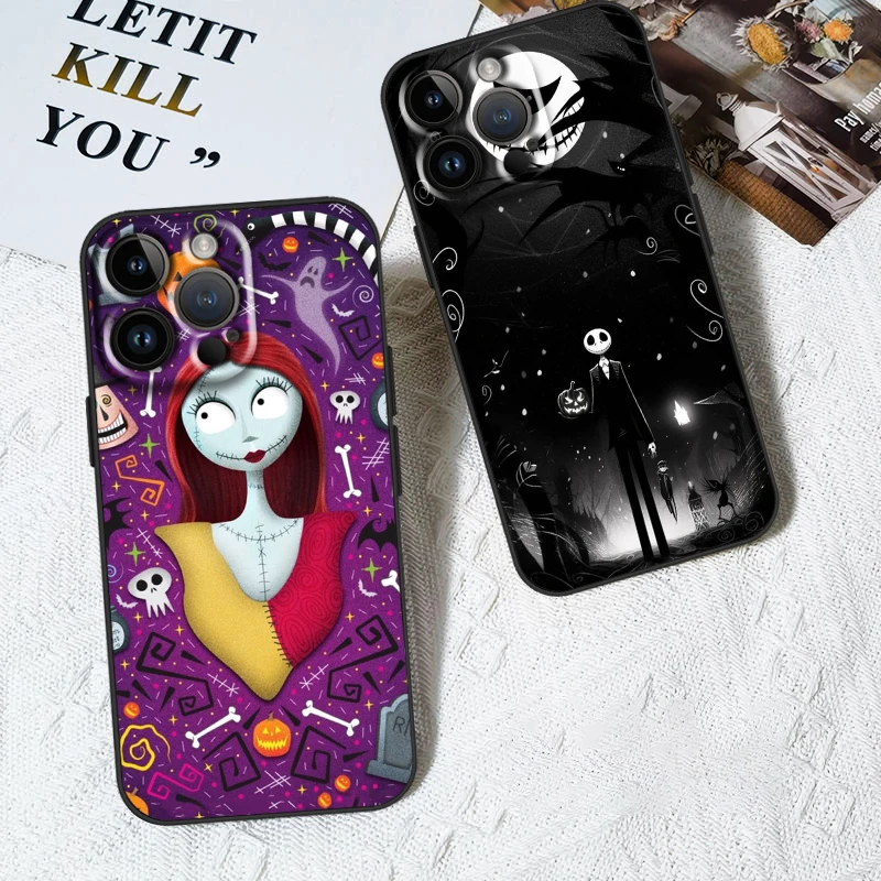 Funny Jack Skellington TPU Cover For Apple iPhone 15 14 13 12 11 XS XR X 8 7 Pro Max Plus Mini Black Phone Case