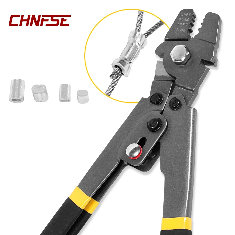 Wire Rope Crimping Tool Fishing Crimping Tool With 150/300PCS 1.2/1.5/2mm Aluminum Double Barrel Ferrule Crimping Loop Sleeve