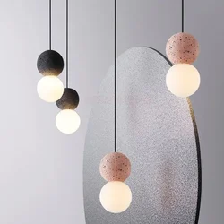 Moderne Stenen Glazen Bal Hanglamp Voor Eetkamer Woonkamer Slaapkamer Kinderkamer Indoor Led Decor Opknoping Ophanging Verlichtingsarmatuur