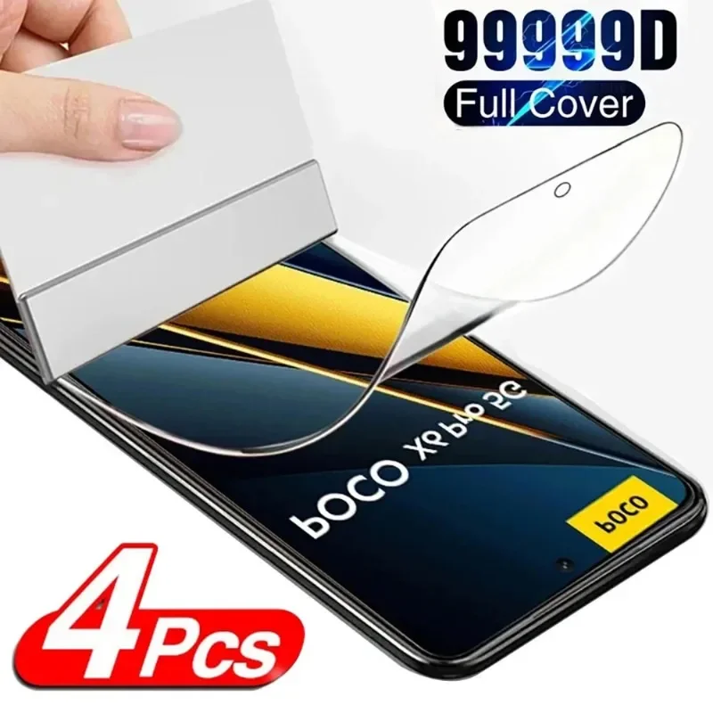 

4Pcs Hydrogel Film For Xiaomi Poco X6 F5 Pro F4 GT F3 C65 Screen Protector For Poco X3 X4 X5 M4 M3 M6 Pro GT 5G M5S Cover Film