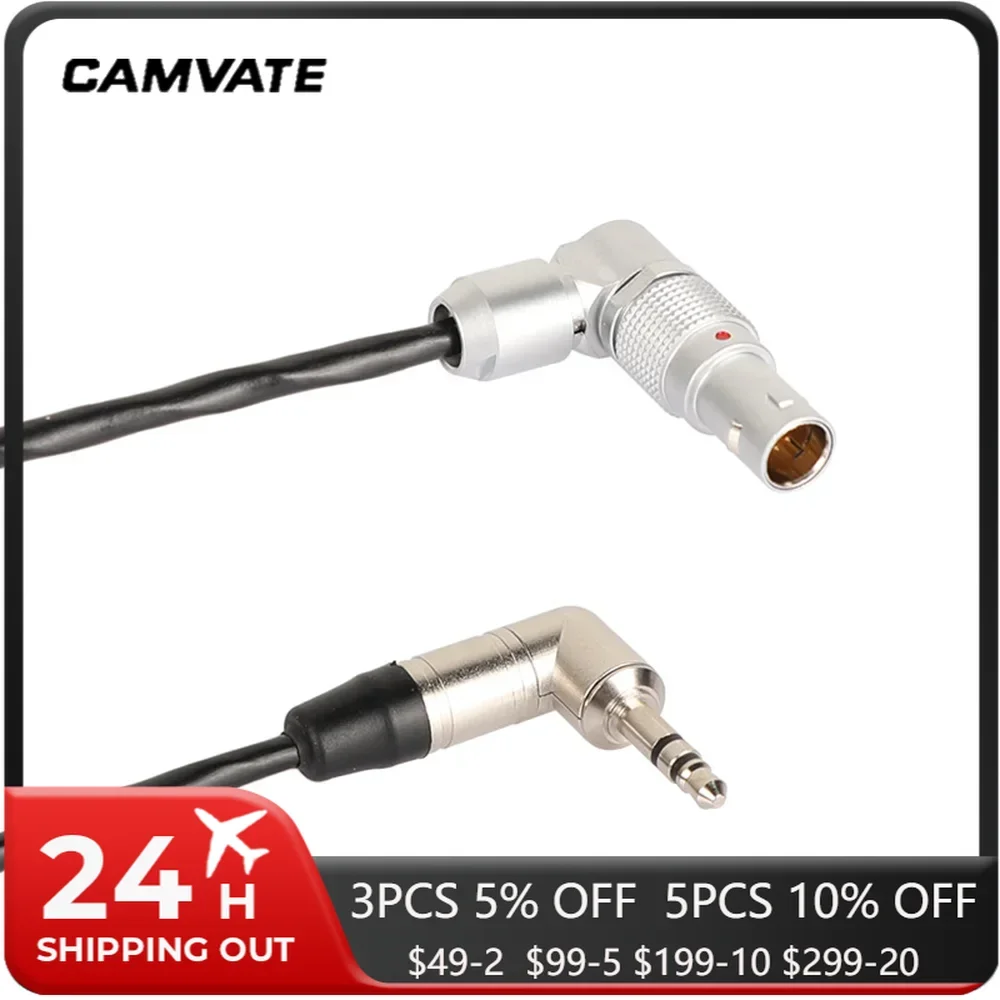 Camvate tomada do direito-ângulo 3.5mm ao cabo preto 46cm da entrada do timecode do pino do ext 9 para a câmera vermelha do cinema de komodo 6k digitas