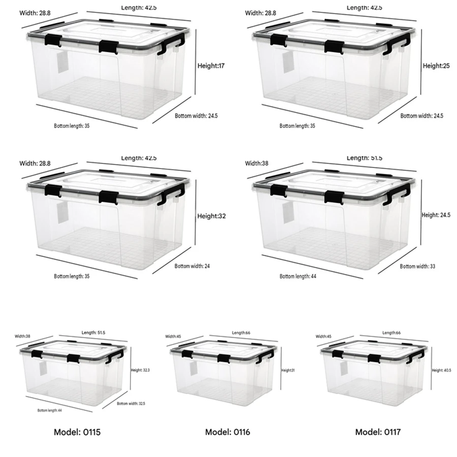 Extra large household transparent clothing storage and organizing box, sealed moisture-proof plastic storage box, miscellaneous