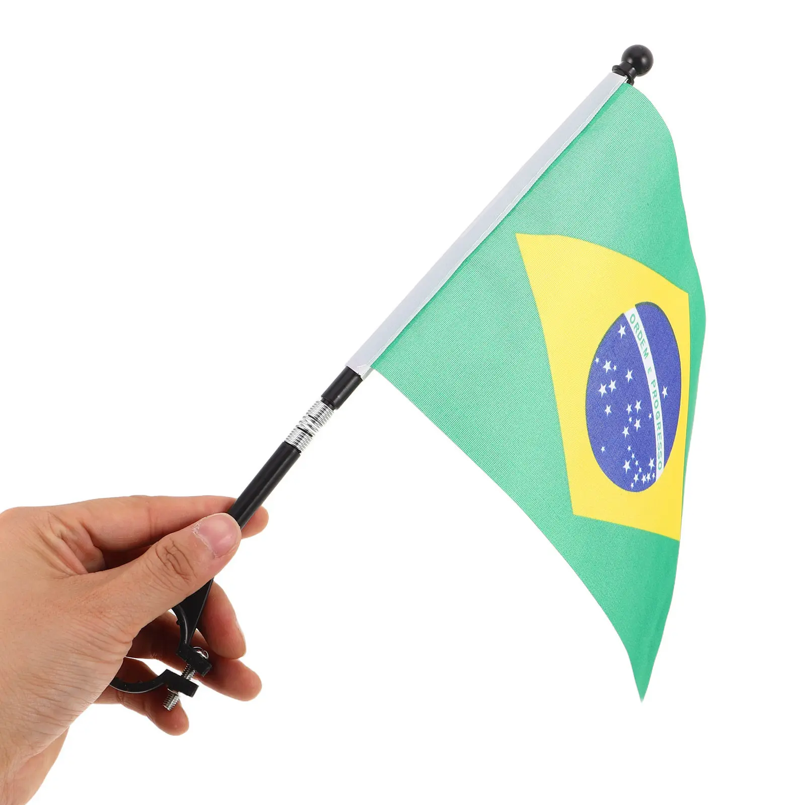 4Pcs Brazilian Bike Handlebar Flags High Visibility Safety Bicycle Brazil National Decoration Outdoor Cycling Flag Pole Bike