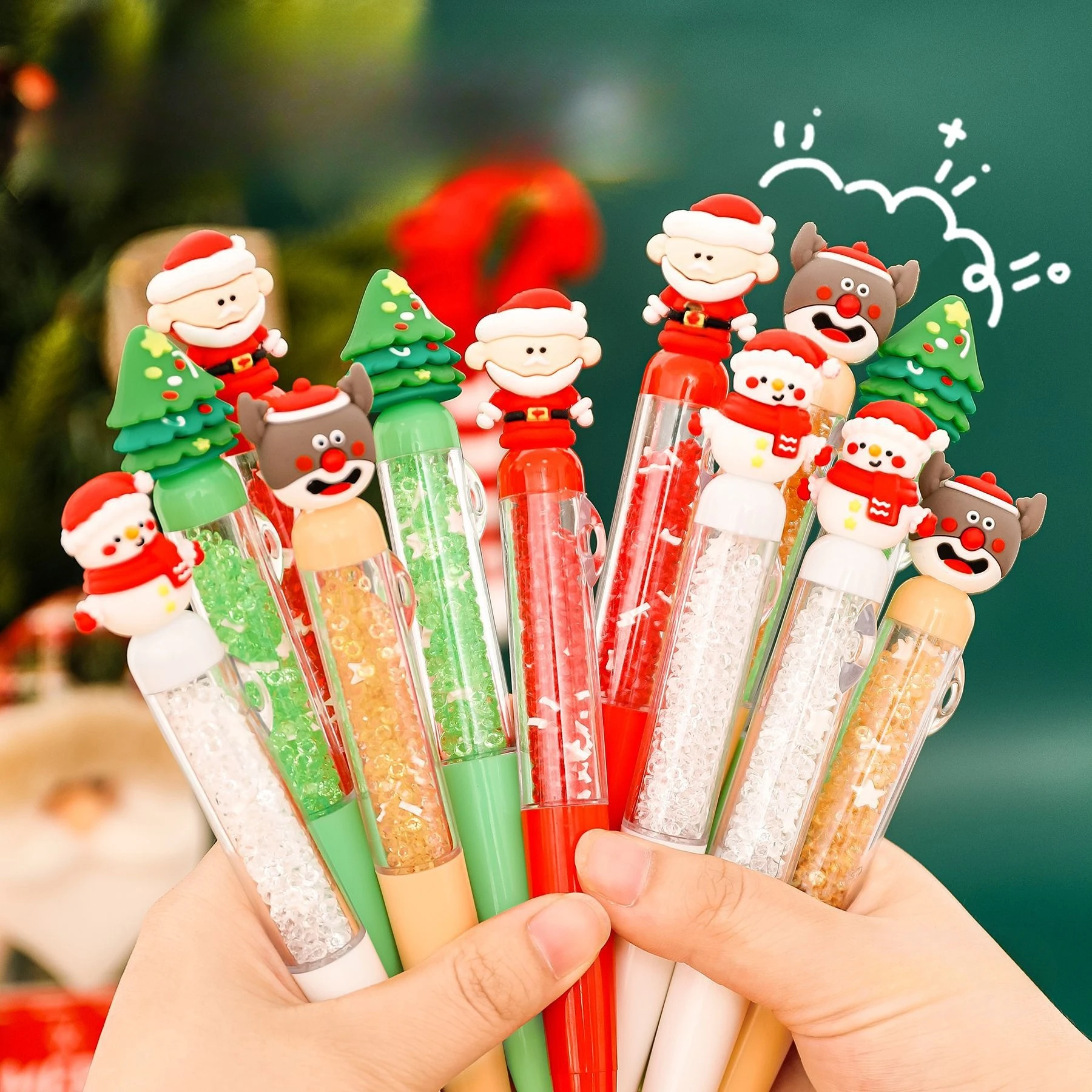 Cute Christmas Silicone Neutral Pen - High-Value Black Signing Pen, Cartoon Xmas Stationery, Small Gift for Students