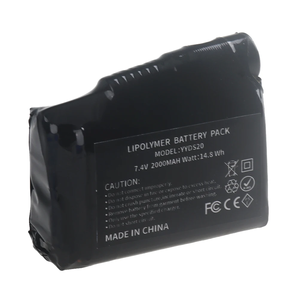 7.4V 2000mAh Rechargeable LiPo Battery for Heated Gloves Socks Vest Jacket