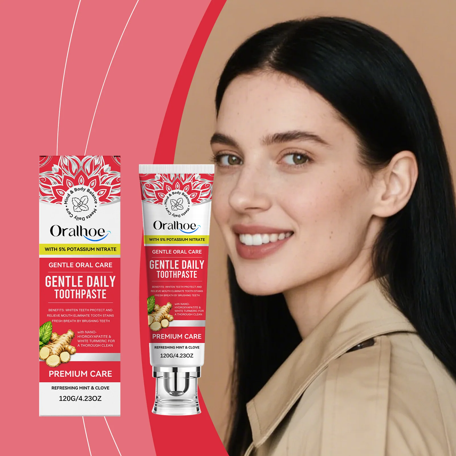 Turmeric, Clove And Peppermint Toothpaste Deep Cleaning Toothpaste Removes Stains  Long-Lasting Freshness Daily Oral Care