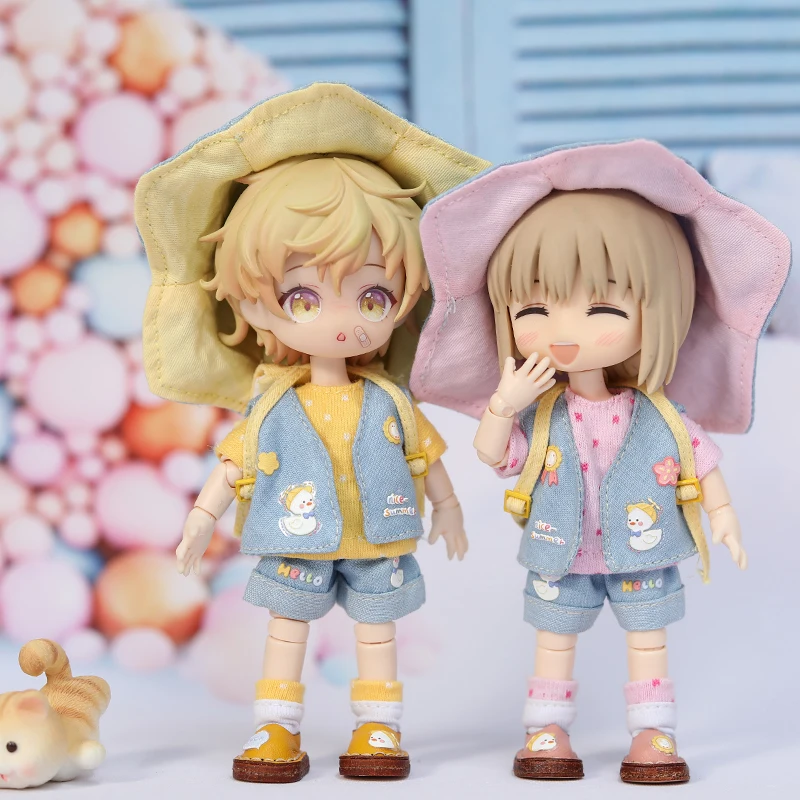 Ob11 Dolls Clothes Spring Outing Student Suit Clothing With Hat And Cartoon Pattern For 12 Points Ob11 Molly Gsc Ymy Dolls
