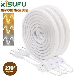 COB LED Strip 220V EU Plug CRI RA90 Waterproof 288 LEDs/m High Bright 270 Degree Outdoor FOB LED Tape Bedroom Kitchen Lighting