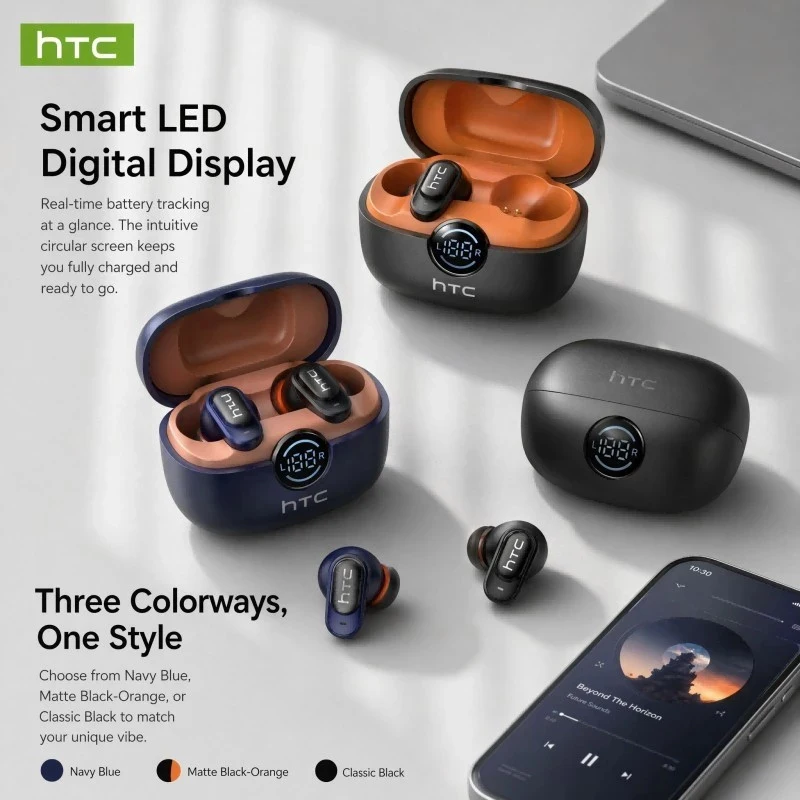 HTC NE79 Real Time Translation Bluetooth Earbuds Noise Reduction HD Call HiFi Music Headphones Mic For Cross-country Travelers