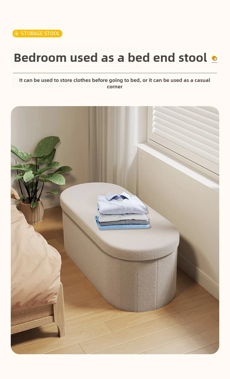 Nordic Folding Storage Stool Entrance Hall Sitting Shoe Stool Living Room Rest Sofa Seat Storage Home Furniture Bed End Stool