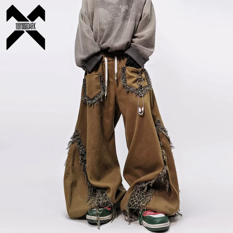 Calças Largas com Estampa de Leopardo Hip Hop, Calças Casuais Soltas para Dança Americana, Streetwear para Homens e Mulheres