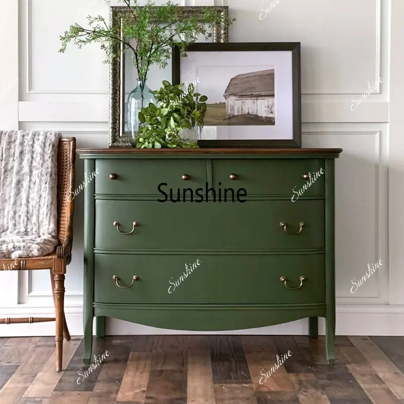 

French retro solid wood, living room decoration against the wall, small apartment bedroom storage, side cabinet
