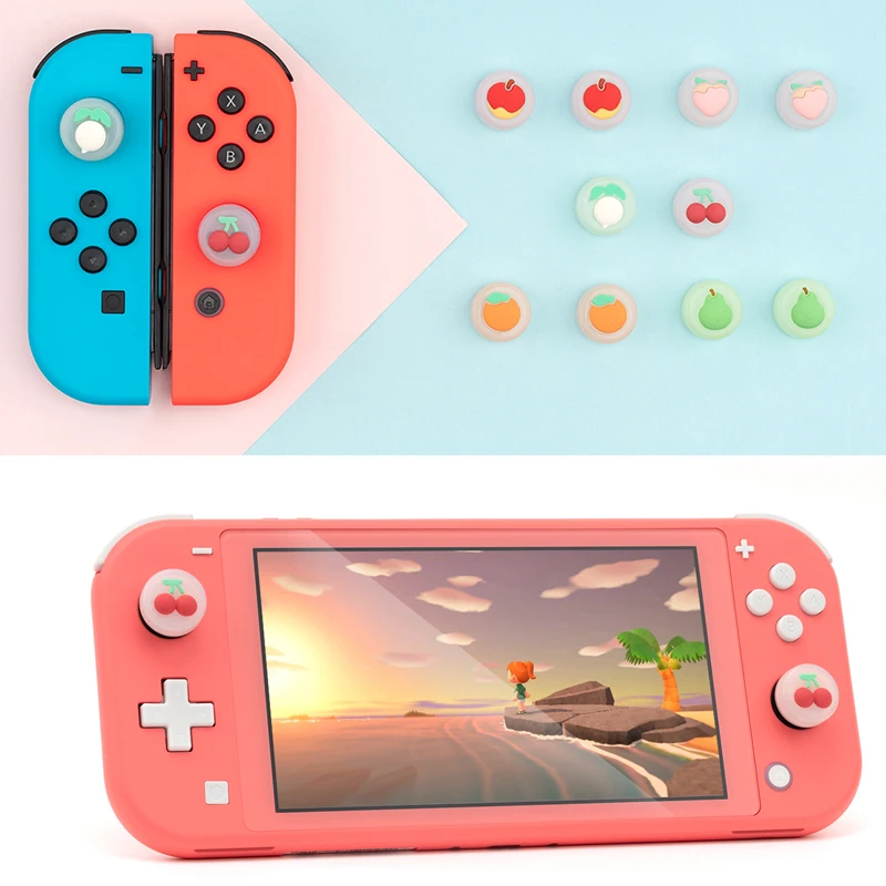 4 pçs fruit ice cream polegar vara grip cap joystick capa protetora para nintendo switch oled ns lite joy-con thumbstick caso