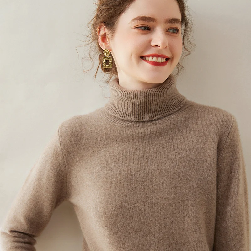 100% Cashmere Sweater 2024 Autumn and Winter New Women Sweater Soft Warm Pullover Female Thicken Turtleneck Knit Bottoming Shirt