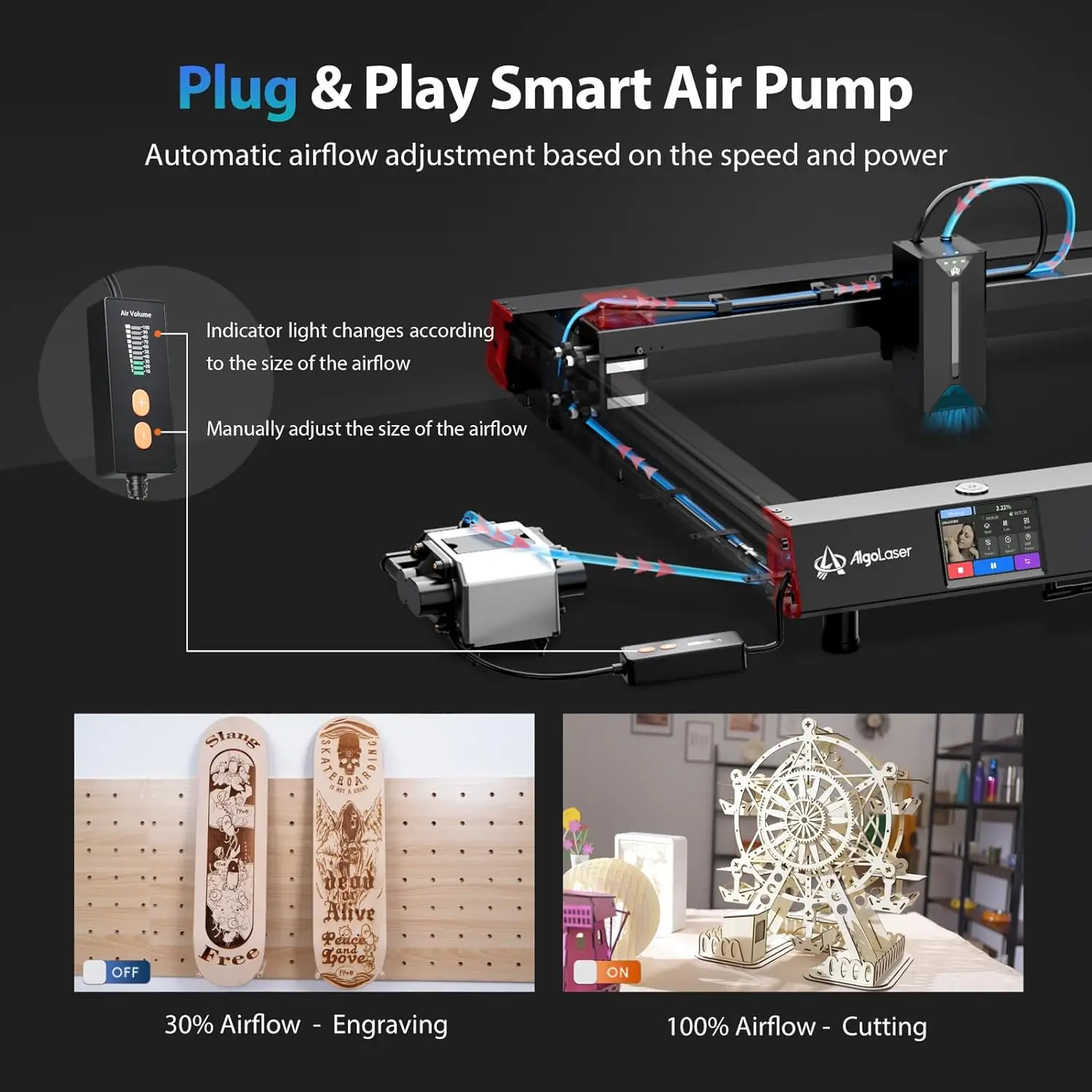 AlgoLaser Delta potente CNC incisore per legno Cutter lavorazione del legno strumenti fai da te telefono Wifi Offline macchina da taglio per