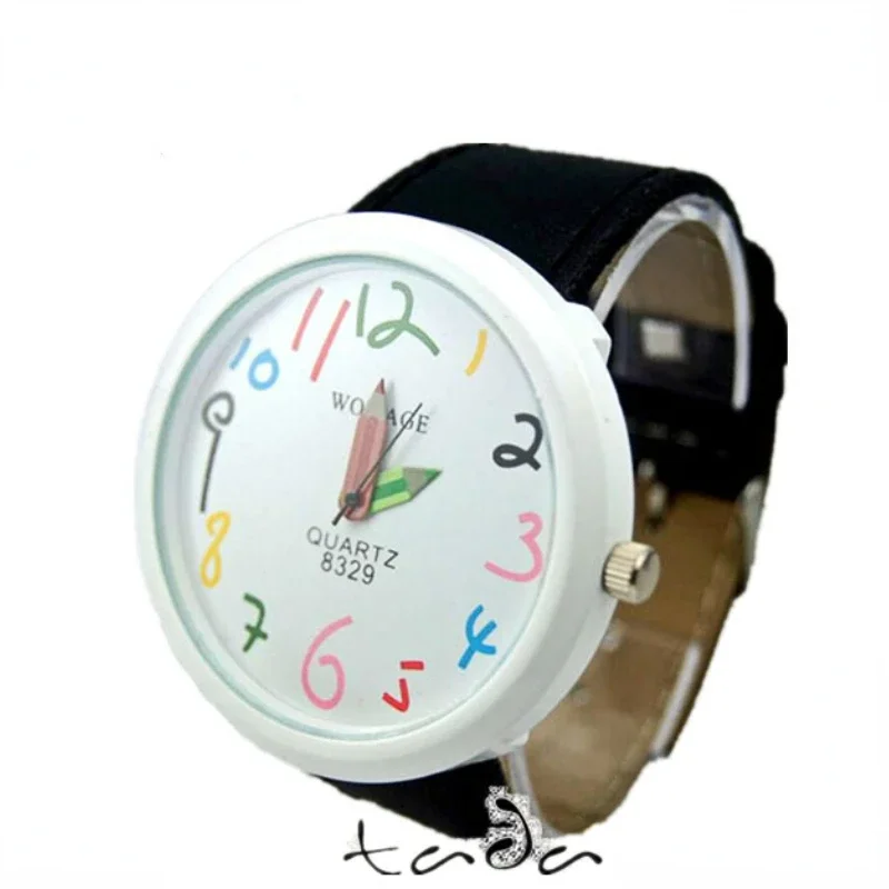 New Hot Women Casual Quartz Watch Big Dial Leather Pencil Relojes Fashion Ladies Cartoon Cute Wristwatches Womage Clock Female