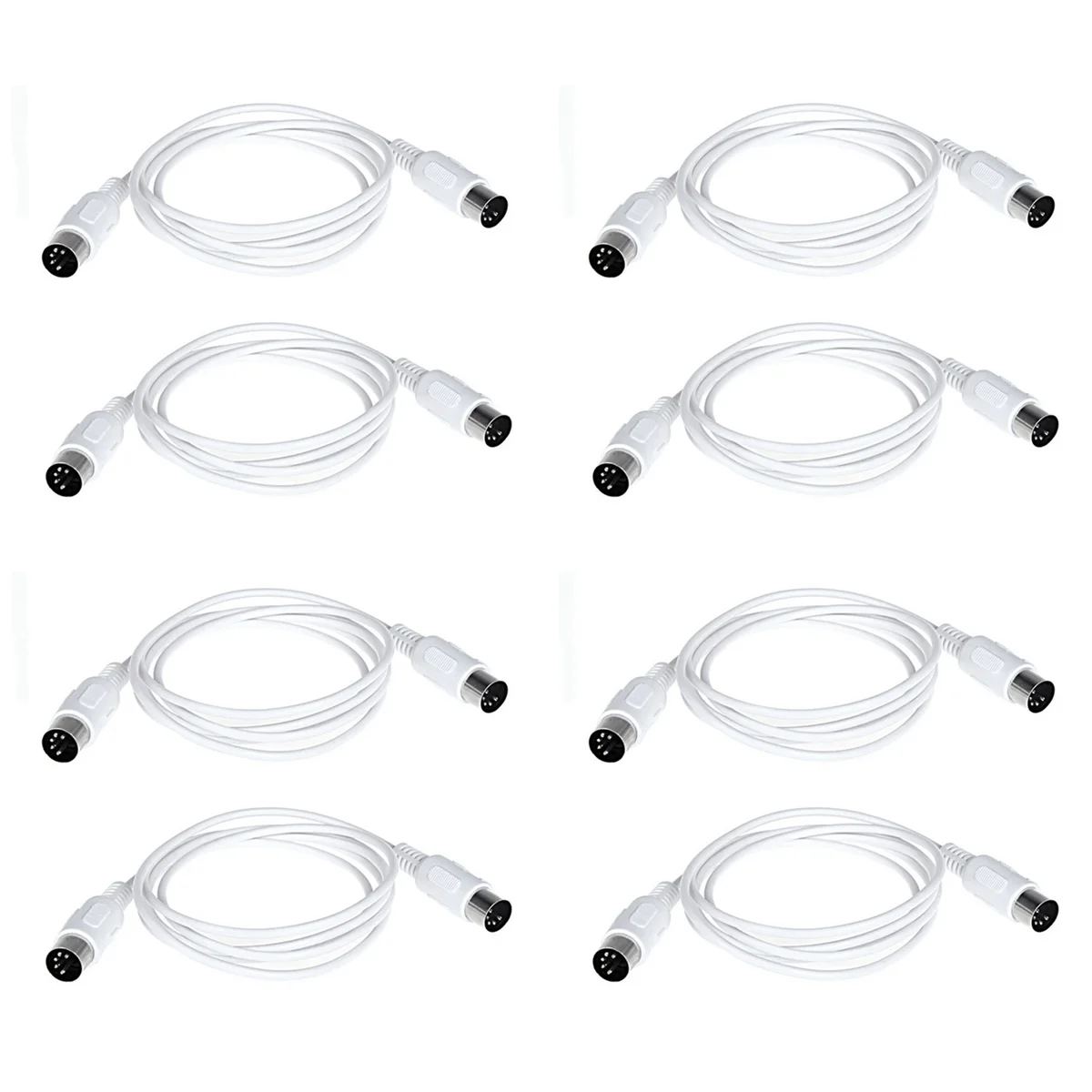 8Pcs MIDI Extension Cable 5 Pin Male to 5 Pin Male Electric Piano Keyboard Instrument PC Cable, 1.5M