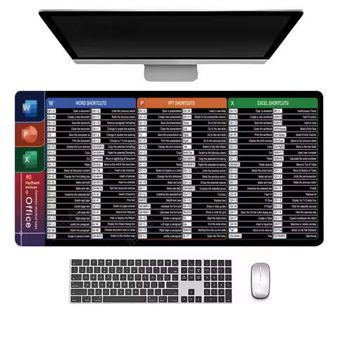 For EXCEL WORD Shortcut Keys MousePad Large Extended For Office Workers Keyboard Gaming Computer Desk Mat Stitched Edge Non-Slip
