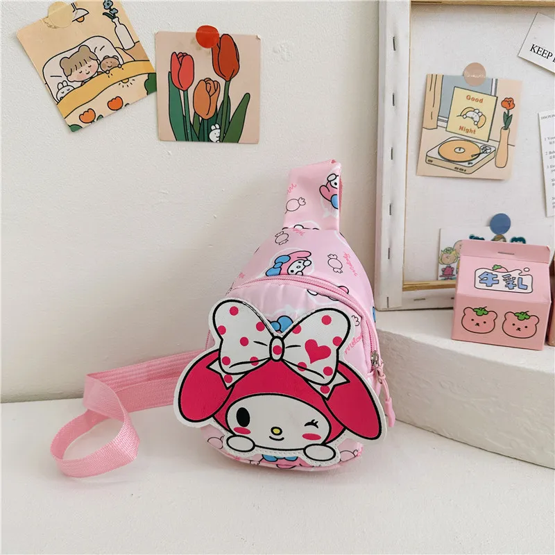 MINISO Sanrio Simple Casual Children Crossbody Anime Small chest bag Hello Kitty Kuromi Pochacco Cinnamoroll Chest Bag for Kid