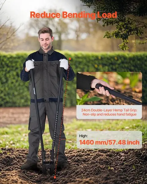 حفار آخر مع علامات مقبض من الألياف الزجاجية مقاس 57.5 بوصة حفار ثقب يدوي