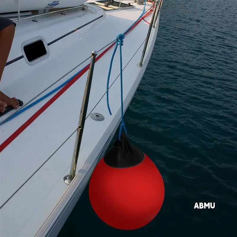

4X Heavy Duty PVC Boat Fenders Ball Round Anchor Buoy Dock Bumper Ball Inflatable Protection Marine Mooring Buoy Red