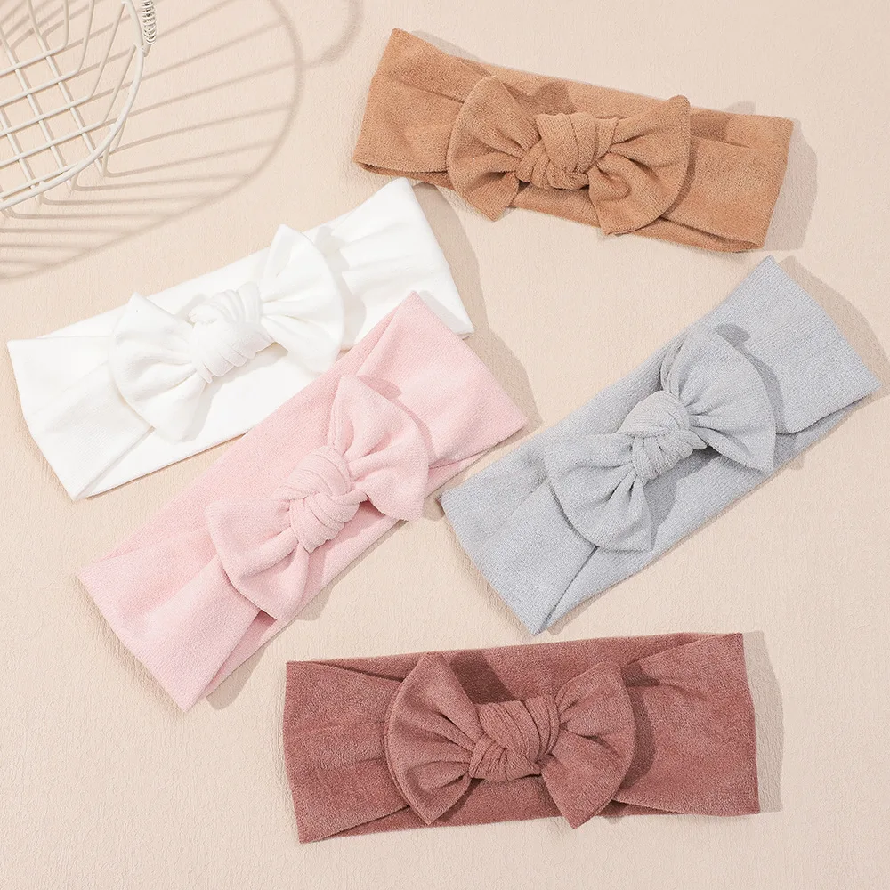 0-3T Velvet Soft Headband Baby Bow Headbands Newborn Solid Twist Bowknot Headwrap Baby Girl Bunny Bow Simple Hair Accessories