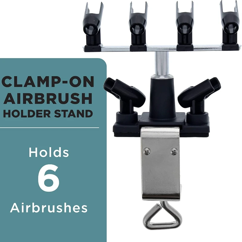 Multiple Airbrush Holder Station with 6-Way Adjustable Splitters Manifold can Hold Up to 6 Airbrushes