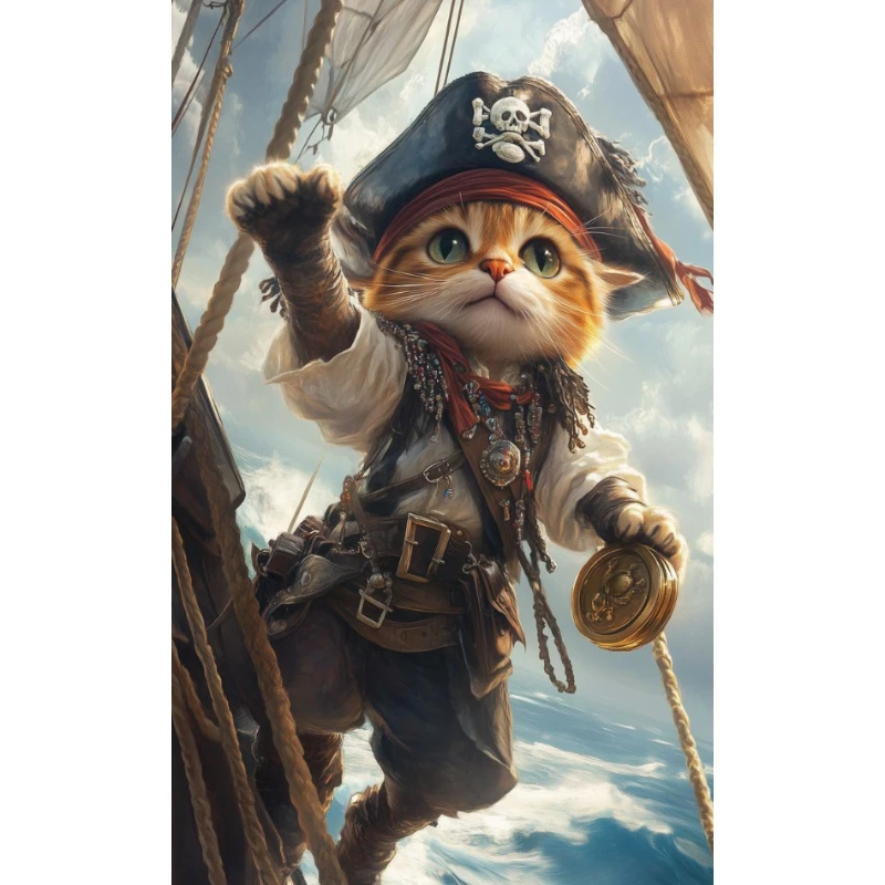 

500/1000/1200/2000 PCS Jigsaw Puzzles Abstract Pirate Cat Captain Scenery Family Activity Game for Gameroom Bedroom Home Decor