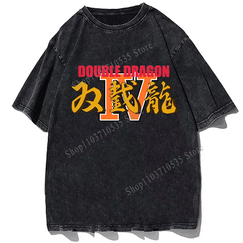 Game Double Dragon Graphic Printed T-Shirt Vintage Cotton Oversize Tshirt Summer Men Casual Short Sleeves Streetwear T Shirt