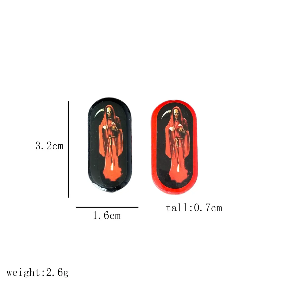 12pcs Santa Muerte Wooden Beads, Holy Death Oval Spacer Beads for Bracelet Necklace Jewelry Making