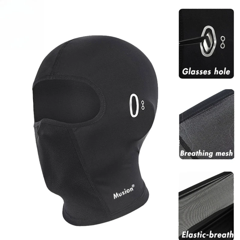 Balaclava Full Face Mask Cycling Helmet with Glasses Hole Motorcycle  Sun Protection Ice Silk Biker Headgear Breathable