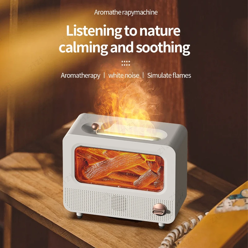 

New White Noise Fireplace Flame Aromatherapy Machine Colorful Atmosphere Light Home Desktop Humidification Aromatherapy Machine