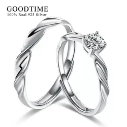 Luxury Couple Egagement Ring Pure 100% 925 Sterling Silver Cubic Zircon  Twist Band Anniversary Jewelry Gift For Woman Man