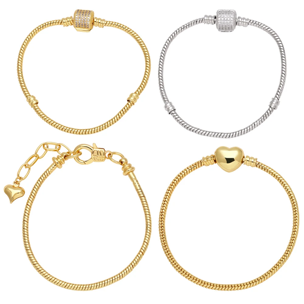 OCESRIO Trendy Kupfer Herz Schlange Armband Kette Vergoldet Einstellbare Messing Handgemachte DIY Schmuck Machen Liefert brtf37