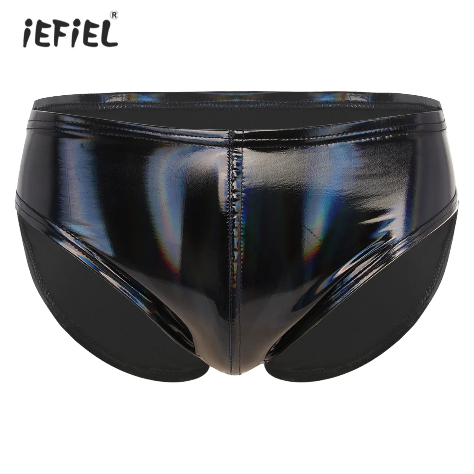 Mens Wetlook Patent Leather Briefs Man Skinny Board Shorts for Summer Swimwear Beach Costume Elastic Waistband Latex Underpants