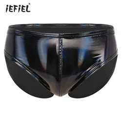 Mens Wetlook Patent Leather Briefs Man Skinny Board Shorts for Summer Swimwear Beach Costume Elastic Waistband Latex Underpants