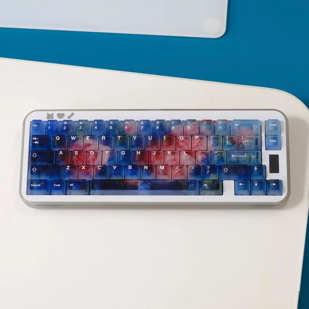 121 Keys Starry Night Rose Ember Theme Keycaps ABS Fog-through Keycap Cherry Profile for Mechanical /Magnetic Shaft Keyboard