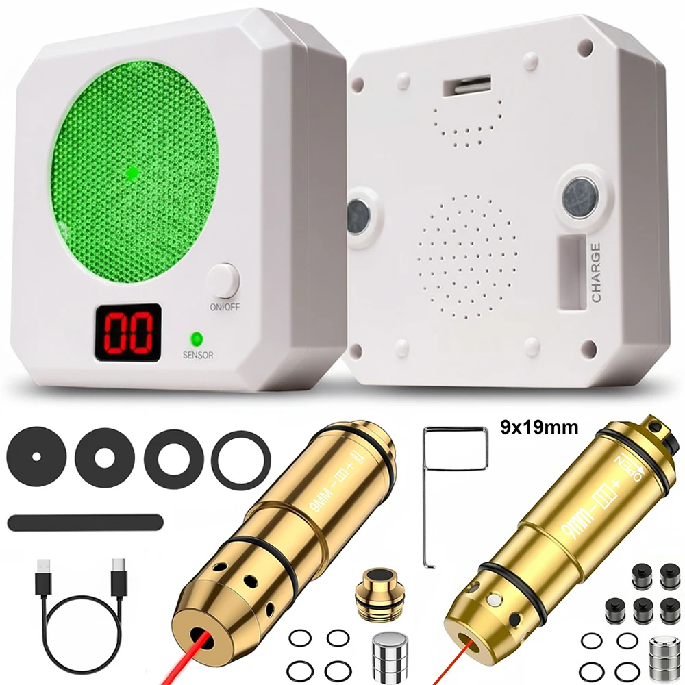 Zestaw do treningu strzeleckiego na sucho 9x19 z laserem, cyfrowy cel laserowy do systemu treningu na sucho, zestaw do treningu strzeleckiego z laserem 9mm, zestaw do treningu strzelania z pociskami