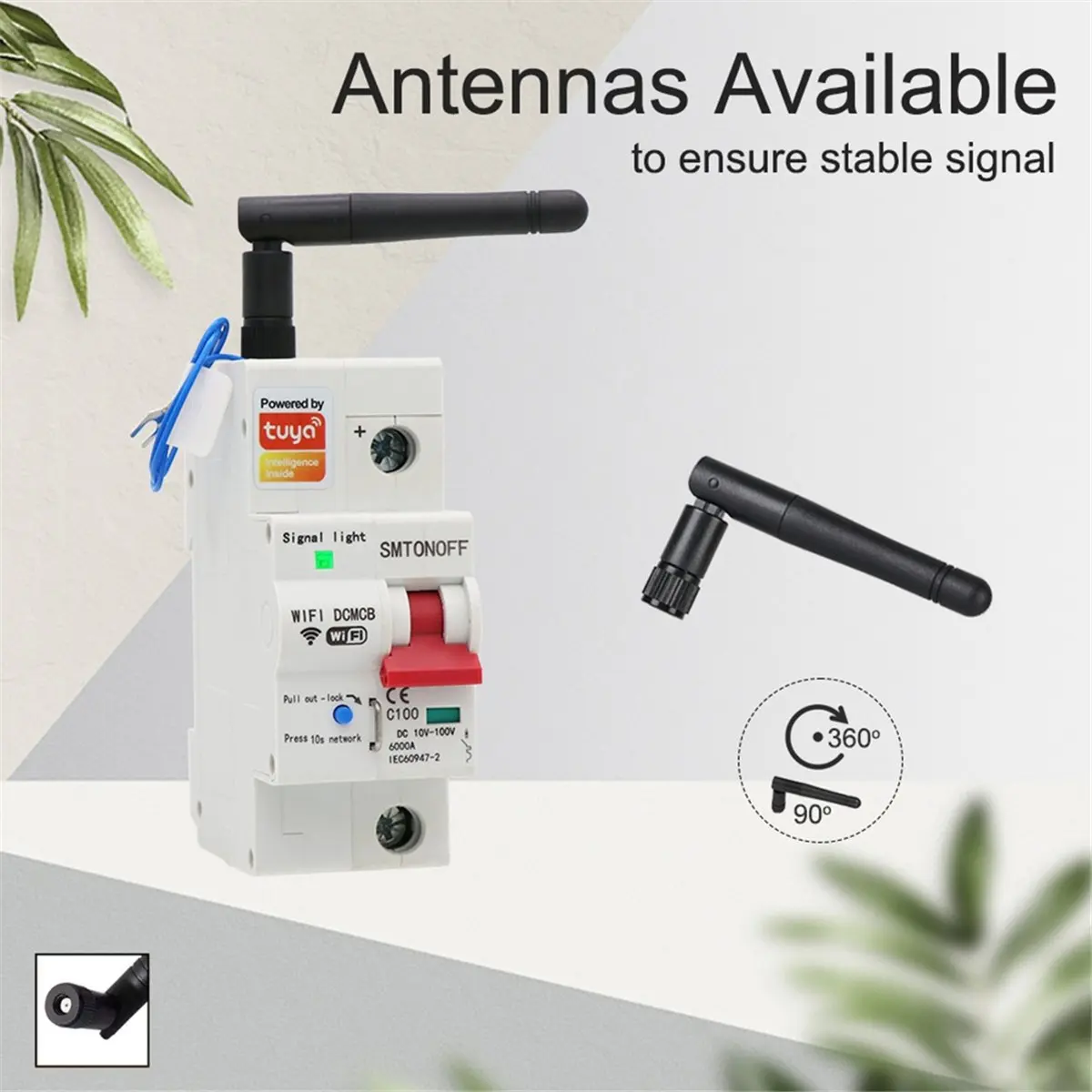

(ABAB) Умный автоматический выключатель Tuya Smart Life WiFi DC 12В 24В 48В с защитой от перегрузки и короткого замыкания для Alexa Google Home 100А