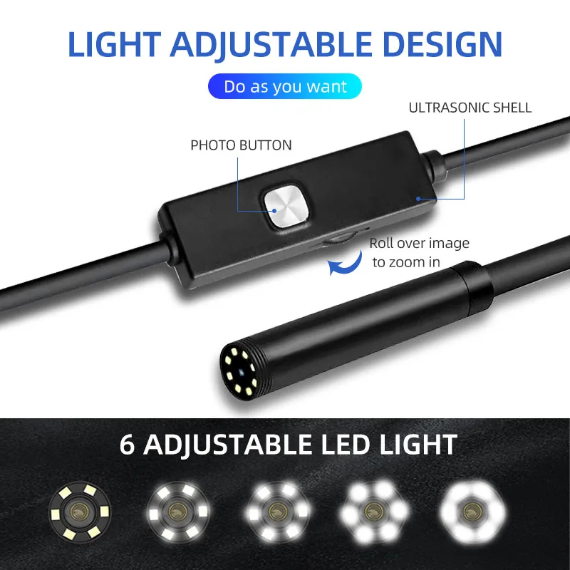 

2MP 1200P 8mm Semi-Rigid Cable Wireless WIFI Endoscope For Android&ISO Smart Phone Inspection Pipe Scope