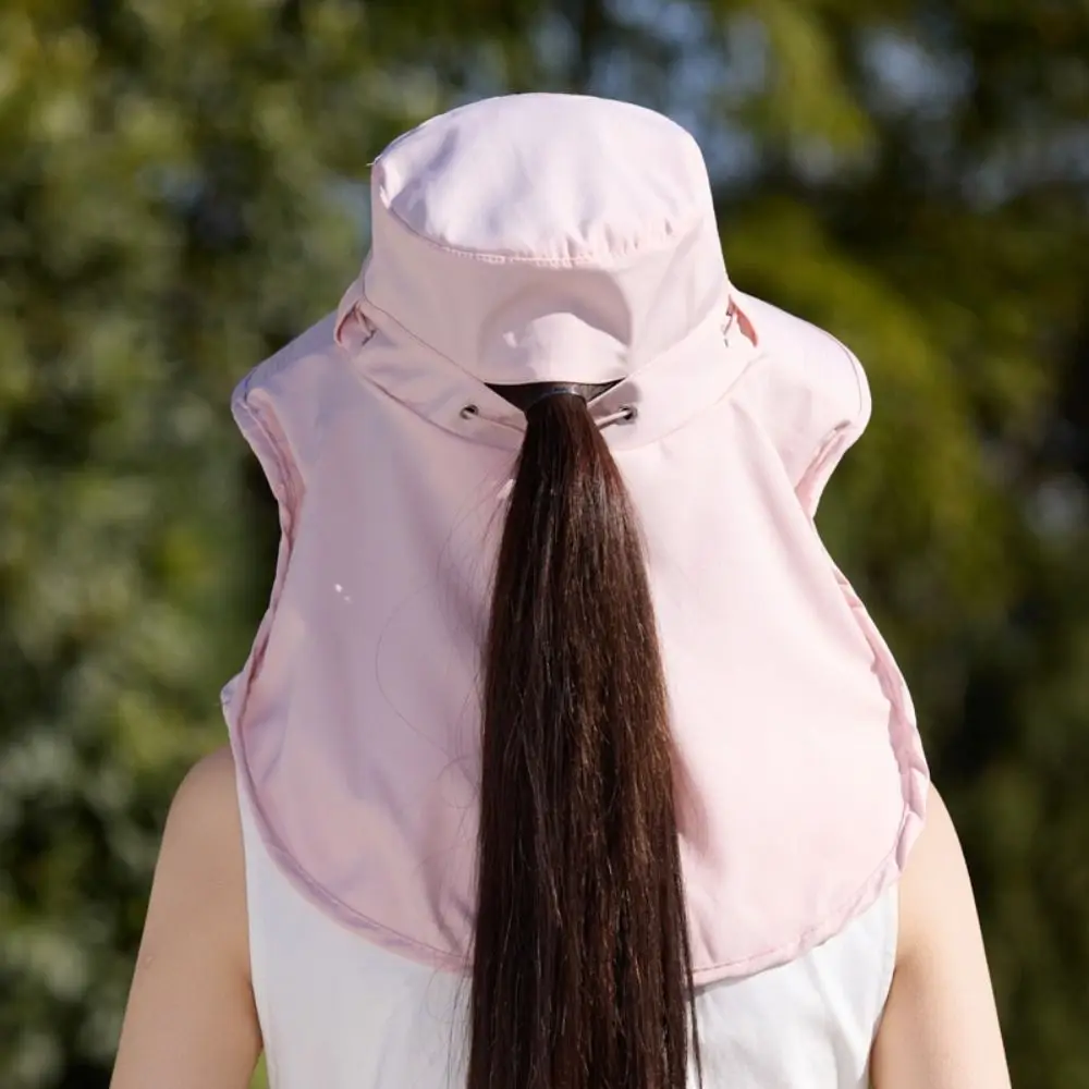 Fisherman Hat Wide-Brimmed Fisherman Hat Solid Color Breathable Sunshade Sun Hat Polyester Adjustable Picking Tea Hat Jogging