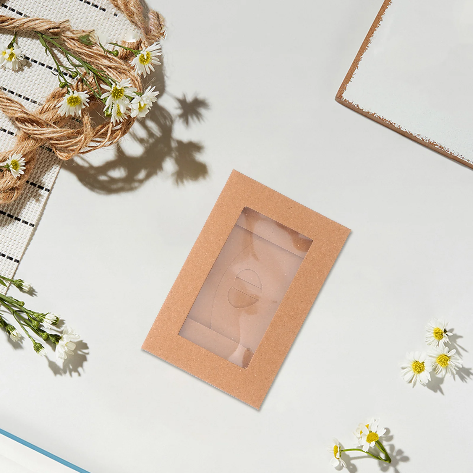 

50Pcs Creative Invitation Envelopes Rectangular Window Heart Clasp Wedding Greeting Card Paper Craft Mailing Envelopes