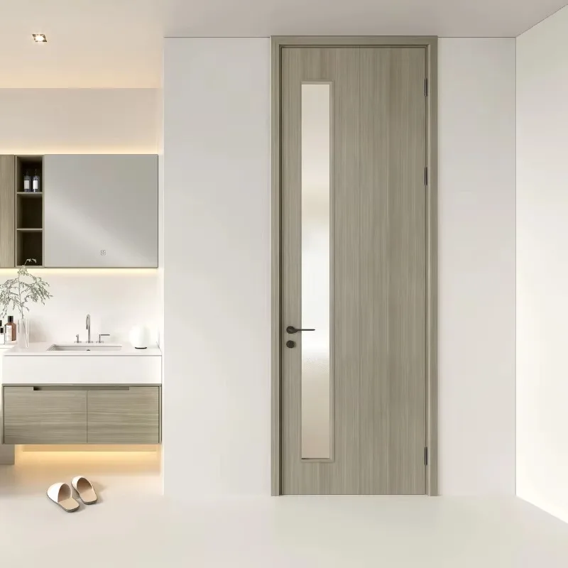 Modern Minimalist PVC WPC MDF Internal Doors for Apartment Use with Finished Surface and Sound Insulation