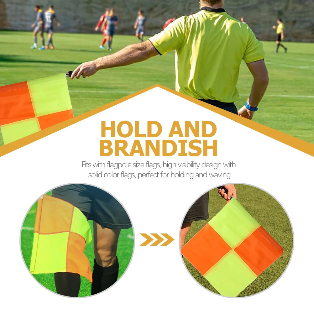 2 قطعة الحكم كرة القدم مقاوم للماء أعلام اليد المتينة للرياضة سباق الأحداث في الهواء الطلق المنافسة إشارة مباراة القاضي يلوحون الأعلام #6