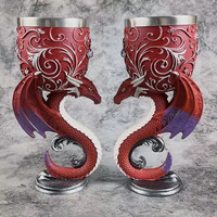 Medieval European Dragon Tall Cup Stainless Steel Red Wine Glass 3D Stereoscopic Wolf Head Unicorn Skull Tall Cup Home Ornament