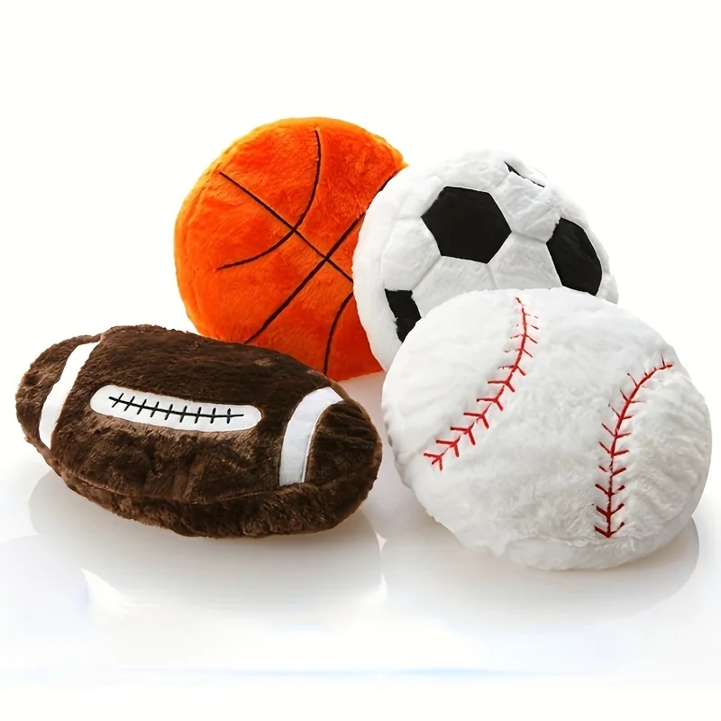 Jouets en peluche de rugby de sport pour enfants, football, basket-ball, oreiller en peluche, ballon en peluche, décoration d'intérieur, cadeaux de fête, cadeaux d'anniversaire pour garçons, 35cm