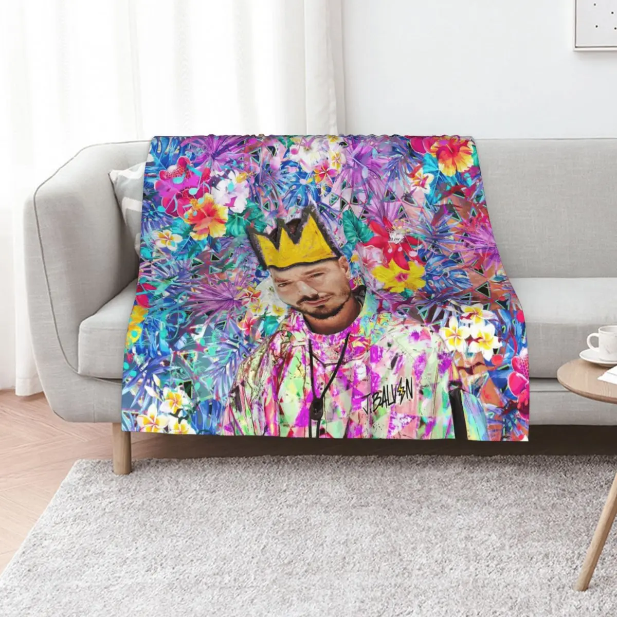 J Balvin Portrait artwork Throw Blanket sofa bed Luxury Throw anime Retros Kid'S Decorative Throw Blankets